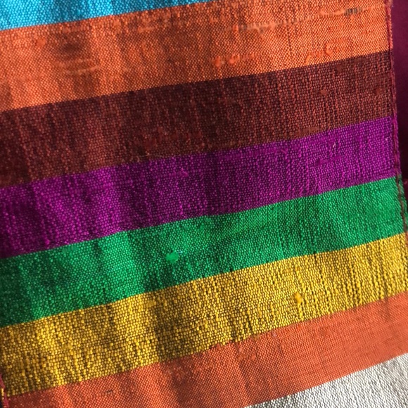 ECHO Made in Italy Lovely Red Yellow Blue Stripe Silk Belt - Picture 2 of 6